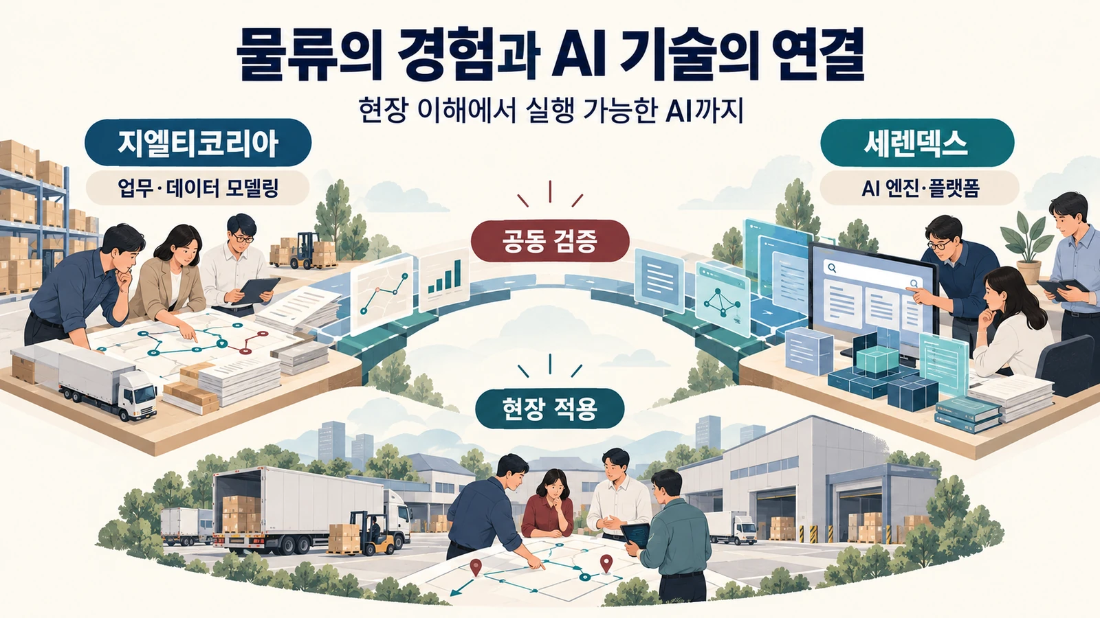 물류의 경험과 AI 구축의 연결의 주요 내용을 설명하는 이미지